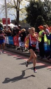 Anna Boniface competing in yesterday's London Marathon