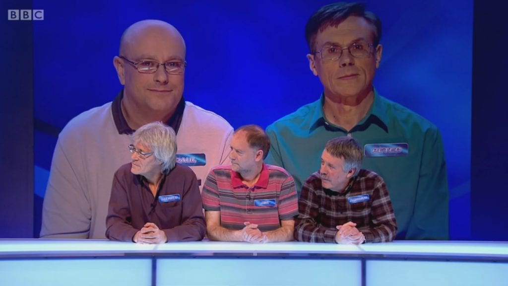 The final round saw the Ducking and Diving team face the Eggheads on general knowledge questions Screengrab © BBC