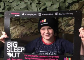 A member of 1st Charvil Scouts takes part in a Launchpad sleepout.
