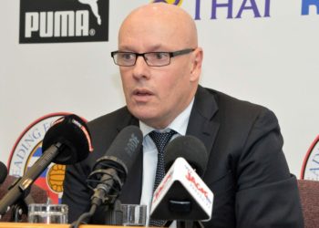 Brian McDermott speaking at press conference