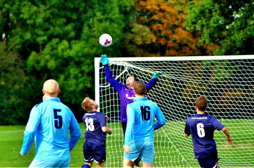 Hurst Res 'keeper Chris Bryan is at full stretch to keep out Burghfield Reserves during a nine-goal thriller in Division 4 (Picture: Paul King)