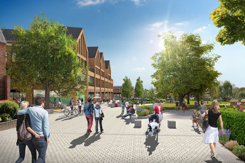 An artist's impression of the Elms Field development looking down from Virgin Active. The cinema is on the left.