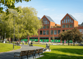 Earle Crescent, the new road which runs around Elms Field park and links Wellington Road to the remaining section of Elms Road and the Plaza car park, will fully open to vehicles and pedestrians. Picture: Wokingham Borough Council