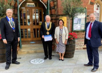 From left:  Nigel Page, president of Wokingham Lions, Wokingham Town Mayor Tony Lack, Mayoress Claire Lack and John Cleary, membership director of Wokingham Lions