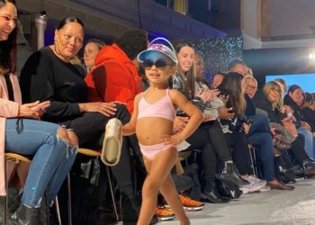 Three-year-old Anaiyah, one of the models at the fashion show, wearing Lexi-Bella swimwear. Picture: anaiyah.mk