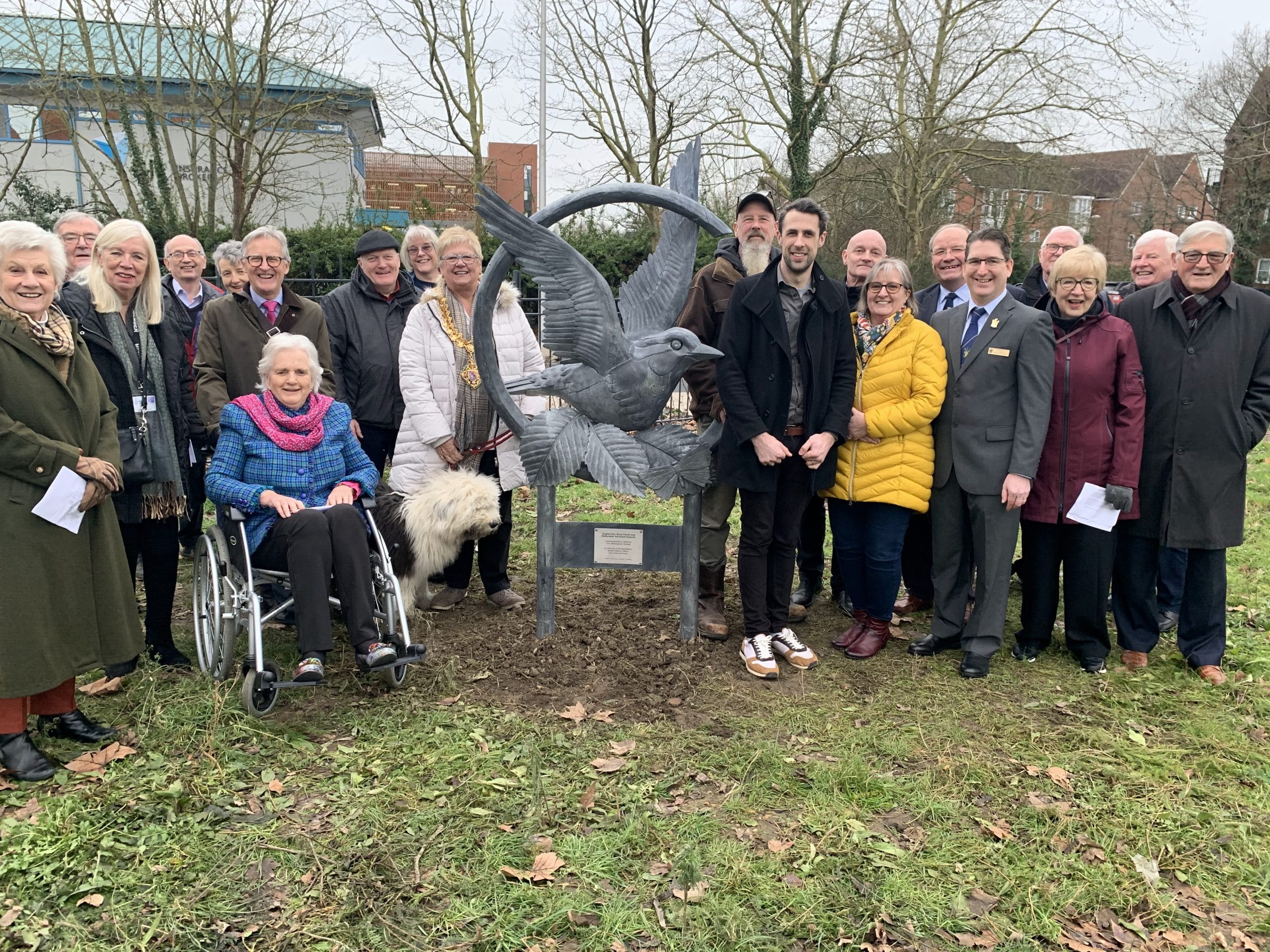 Members of the Wokingham Society were joined by Borough and Town councillors, the Town Mayor, sculptors and original artist for the unveiling of a conservation-themed statue. Picture: Jess Warren