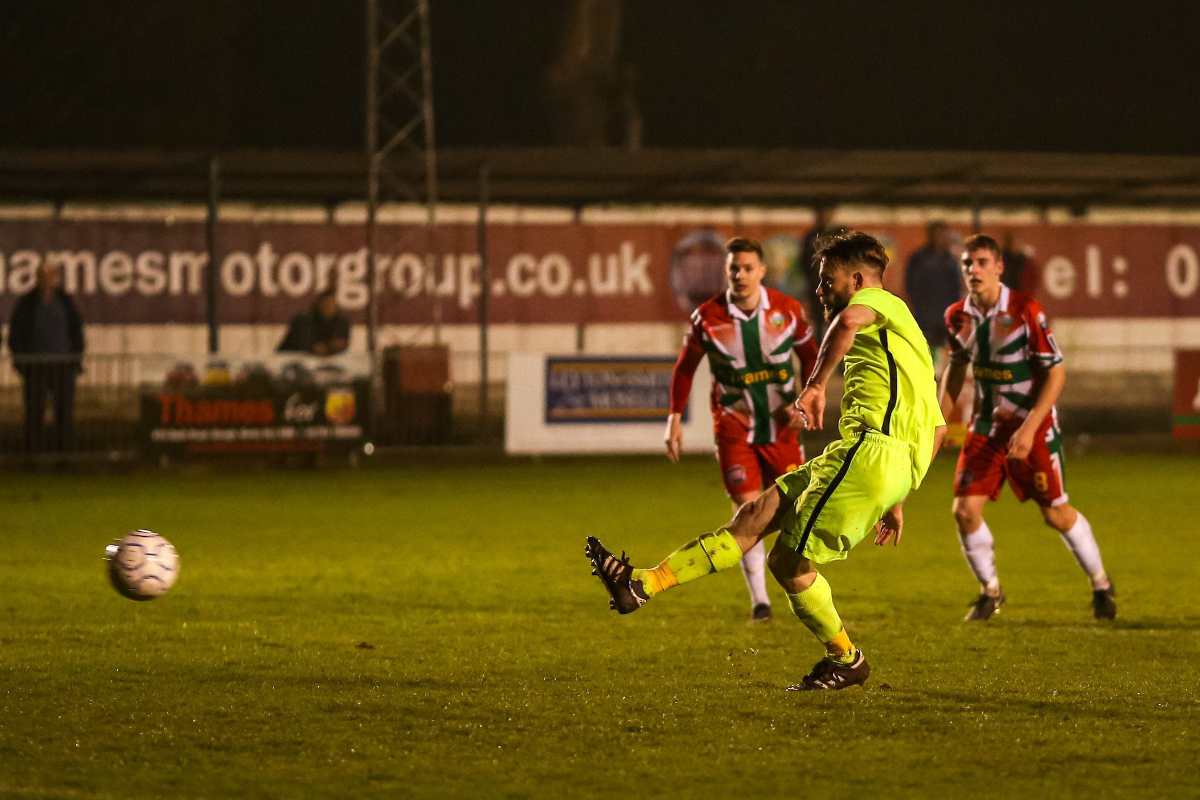 Ian Davies scores from the penalty spot