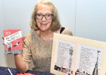 Sally Castle signing copies of her book at Reading Museum on Monday morning.