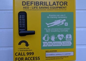 The defibrillator is outside the large Winnersh Hall. Picture: Winnersh Parish Council