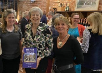 From left, Hurst Village Society secretary Lady Suzy Watt, Theresa May MP for Maidenhead and the  surrounding area, and HVS chairman Jo Newbold Picture: Sue Corcoran