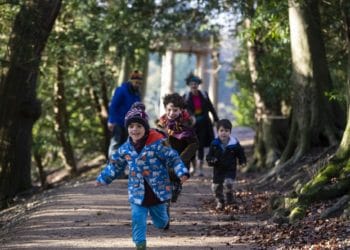 Visitors at Fountains Abbey and Studley Royal Water Garden, North Yorkshire
