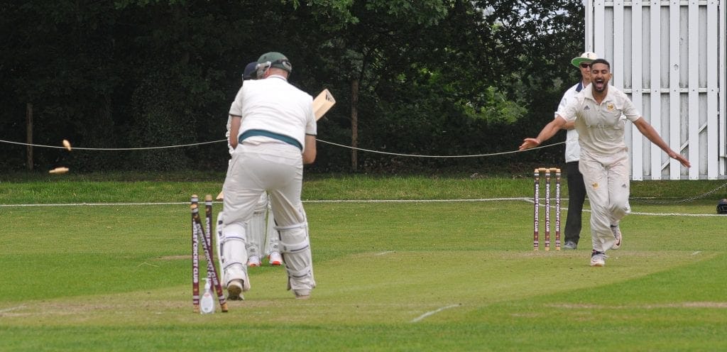 Eversley v Wokingham 2s (batting)Jack Fisher bowled out by Ayush Verma