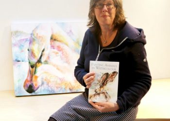 Liz Chaderton with her second book, which is published later this autumn
