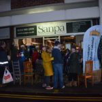 People qued outside Sanpas Peach street