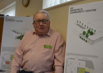 Peter Hughes Shinfield Parish Council with the plans