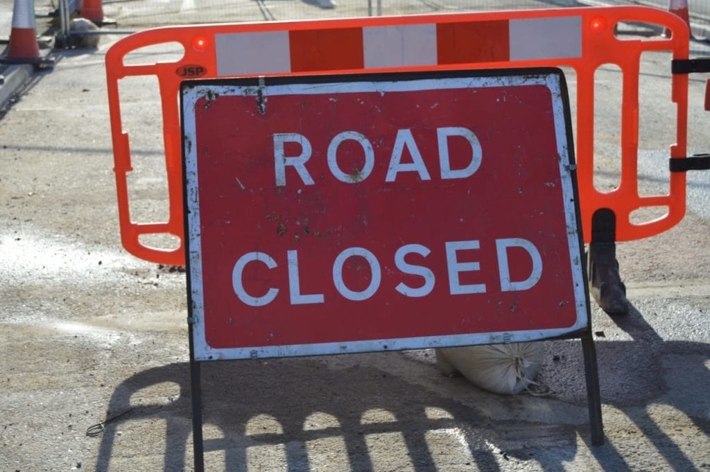 Road closures and traffic lights for Lower Earley Way Wokingham.Today