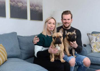 SGB   Ben and Victoria with their dogs in their living room
