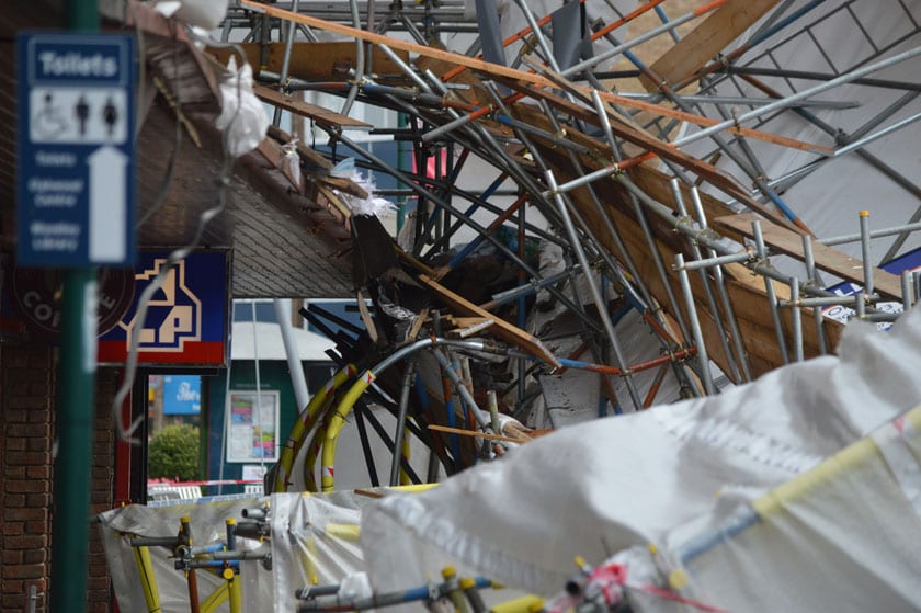 Twisted metal is all that remains of the scaffolding