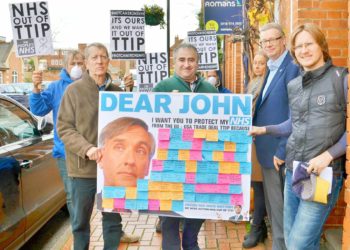 TTIP Prtesters outside John Redwoods office in Rose Street Wokingham