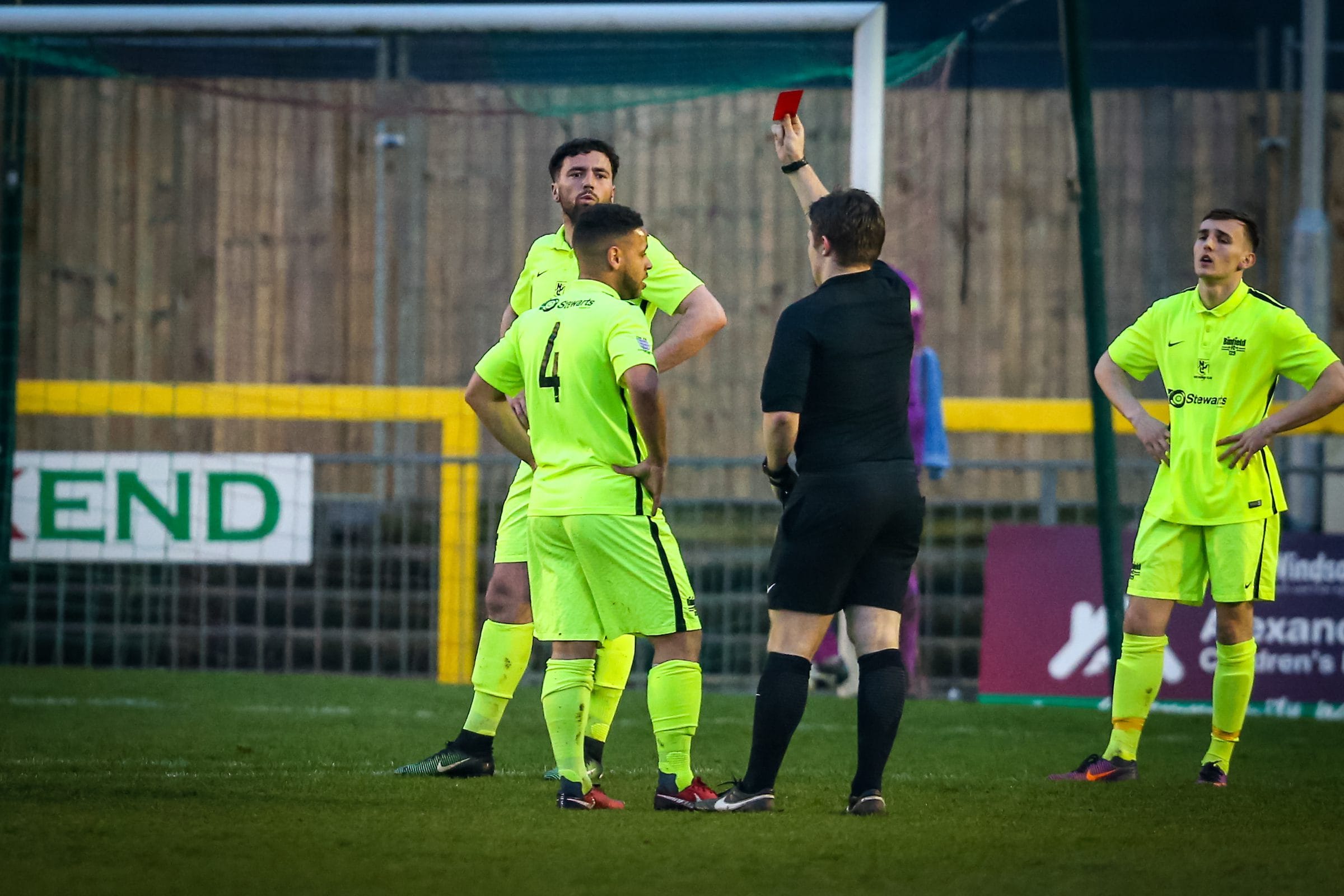 Tristan Campbell is given an early red card