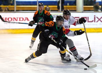 Vanya Antonov keeps his eyes on the puck