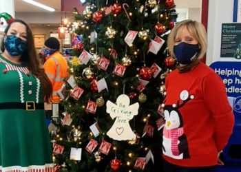 Vickie Robertson and Louise Jedras at The Giving Tree in Tesco Wokingham – there’s still time to help the appeal by taking a tag and make a child’s Christmas.