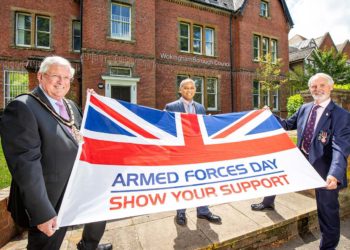 SUPPORTING THE SERVICES: Borough mayor Cllr Keith Baker with deputy mayor Cllr Abdul Loyes, and armed forces veteran and Conservative councillor for Wokingham Without, Angus Ross. Picture: Stewart Turkington