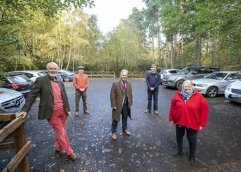 Cllr Parry Batth (centre) inspects the new car park at Heath Lake. Picture: Stewart Turkington