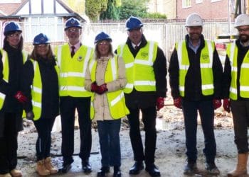 (From left) Property Capital Projects Assistant – Helen Chapman, Property Capital Projects Officer – Fiona Cooper, Councillor Angus Ross, Councillor Tina McKenzie-Boyle, Councillor Dexter Smith, Knights Brown - Matthew Spiller, Knights Brown – Jeremy Merkli. Picture: Royal Berkshire Fire and Rescue Service