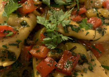 Ravioli made with goat cheese, ricotta and walnuts. Picture: Jess Warren