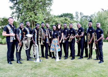 Jim Trott, founder of Brass For Africa, with young musicians
