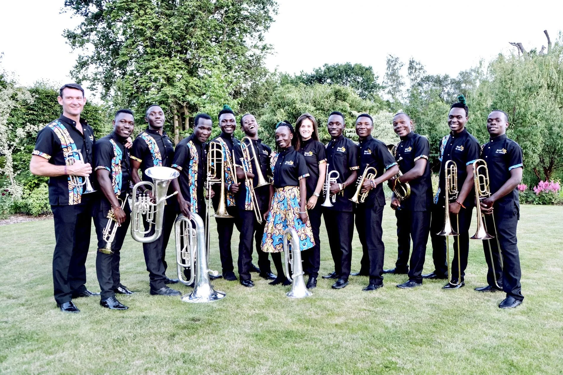 Jim Trott, founder of Brass For Africa, with young musicians