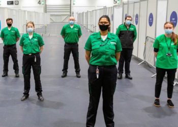 St John Ambulance volunteers at a vaccination centre