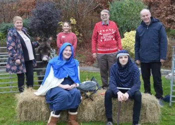 Members of Lower Earley Baptist Church held a special live nativity event on Sunday Pictures: Phil Creighton