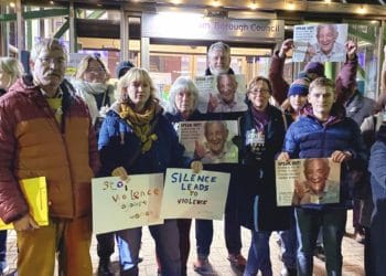 Members of Wokingham's Liberal Democrats, Labour and Women's Equality parties came together to show their support for the White Ribbon campaign Picture: Phil Creighton
