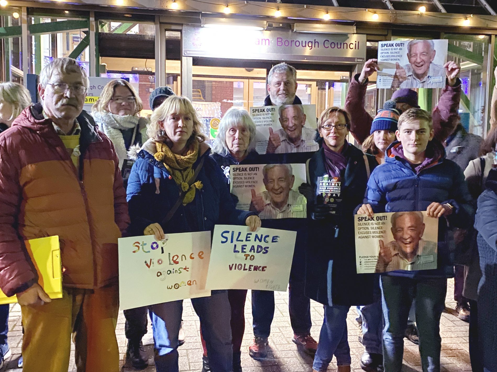 Members of Wokingham's Liberal Democrats, Labour and Women's Equality parties came together to show their support for the White Ribbon campaign Picture: Phil Creighton
