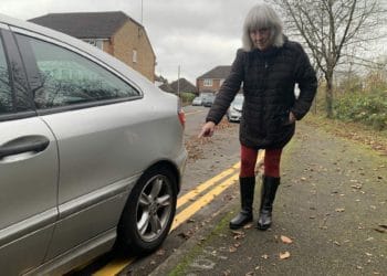 Cllr Shirley Boyt said this car could have been replaced a metre further up the road and would not have been on the lines. Picture: Jess Warren