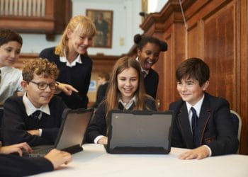 Some of Leighton Park School's younger students in Peckover Hall