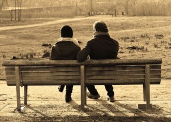 People sat on bench