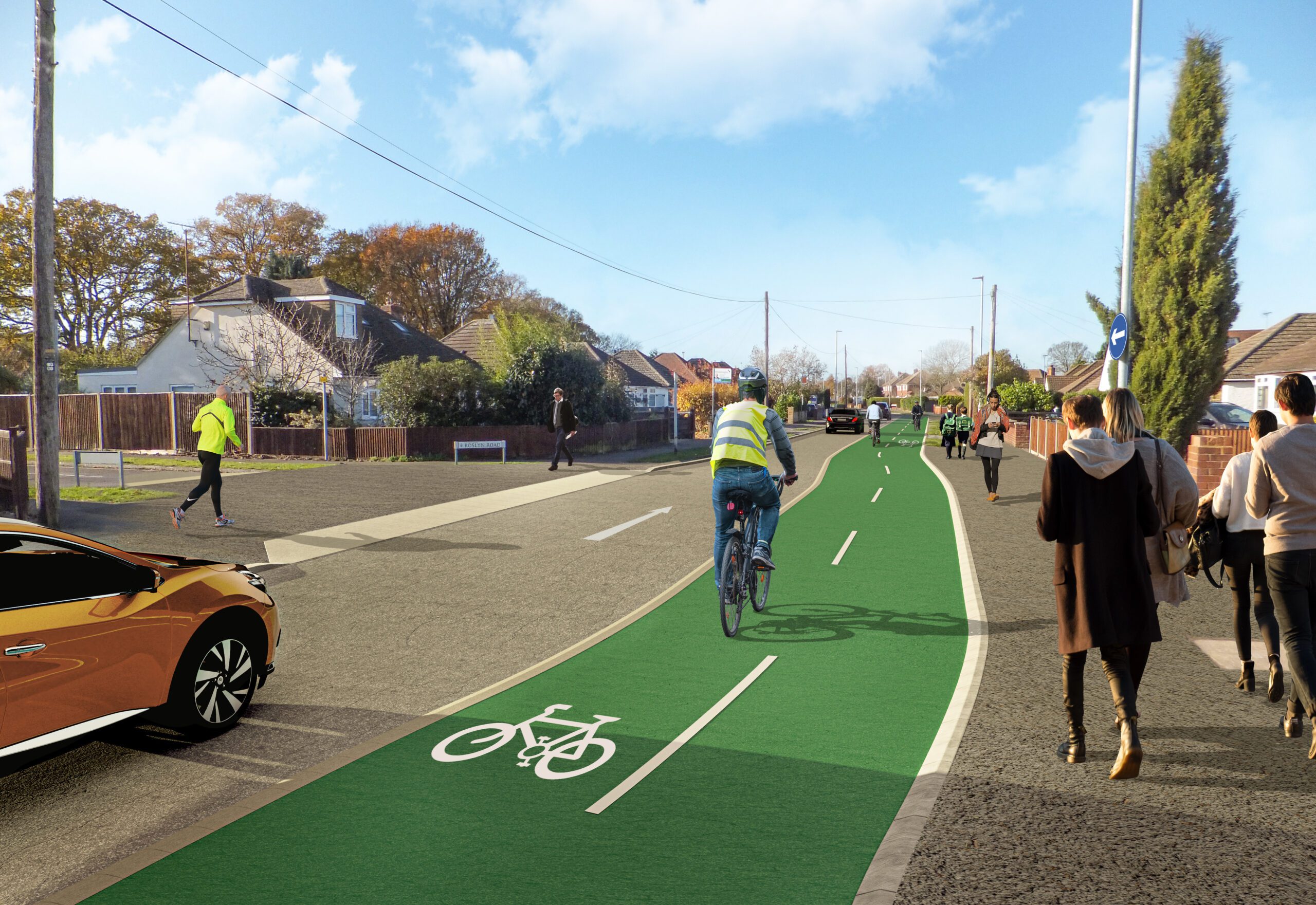 Options for WBC's active travel route include making a section of Woodlands Avenue one way for vehicles Picture: Wokingham Borough Council