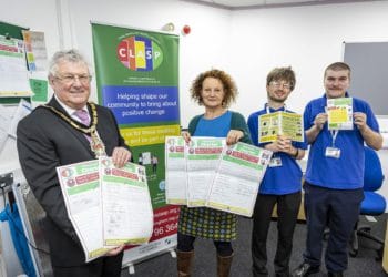 Cllr Keith Baker, Wokingham borough mayor, with CLASP CEO Debra Morrison and CLASP members. Picture: Stewart Turkington
