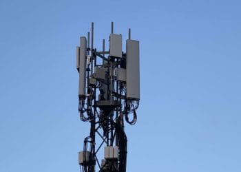 A 5G phone mast tower in Reading's Palmer Park