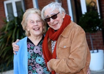 Patty Davey (left) with her husband Mike Marshall at their home
