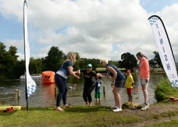 A swimmer makes landfall at Henley Swim Festival. Picture: Henley Swim Festival