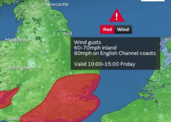 Red alert due to Storm Eunice