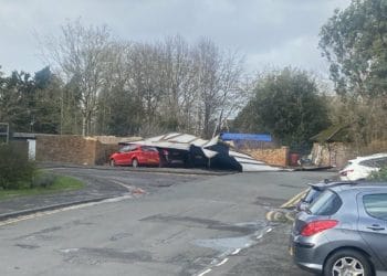 A garage has collapsed onto several cars in Wokingham Picture: Charlie Weir