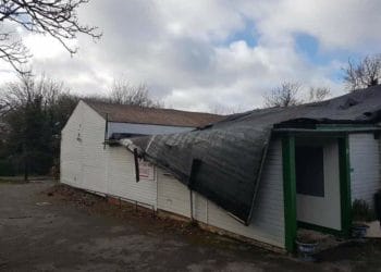 Storm Eunice damaged the roof of Shinfield Players