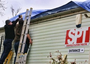 Tarpauling has been used to temporary secure the roof.Picture: Dijana Capan