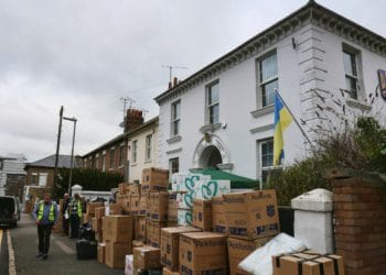 Donations outside the Reading Ukrainian Centre Picture: Dijana Capan