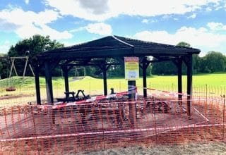 The burnt remains of the pavillion in Arborfield Park Picture: Gary Cowan